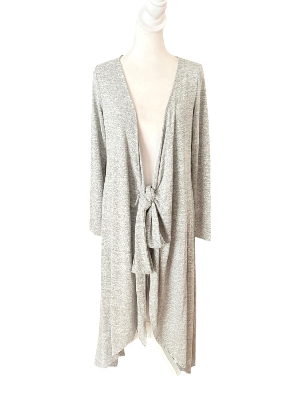 GAP Long Line Duster Cardigan Sweater Tie Front Womens XS NEW Heather Gray